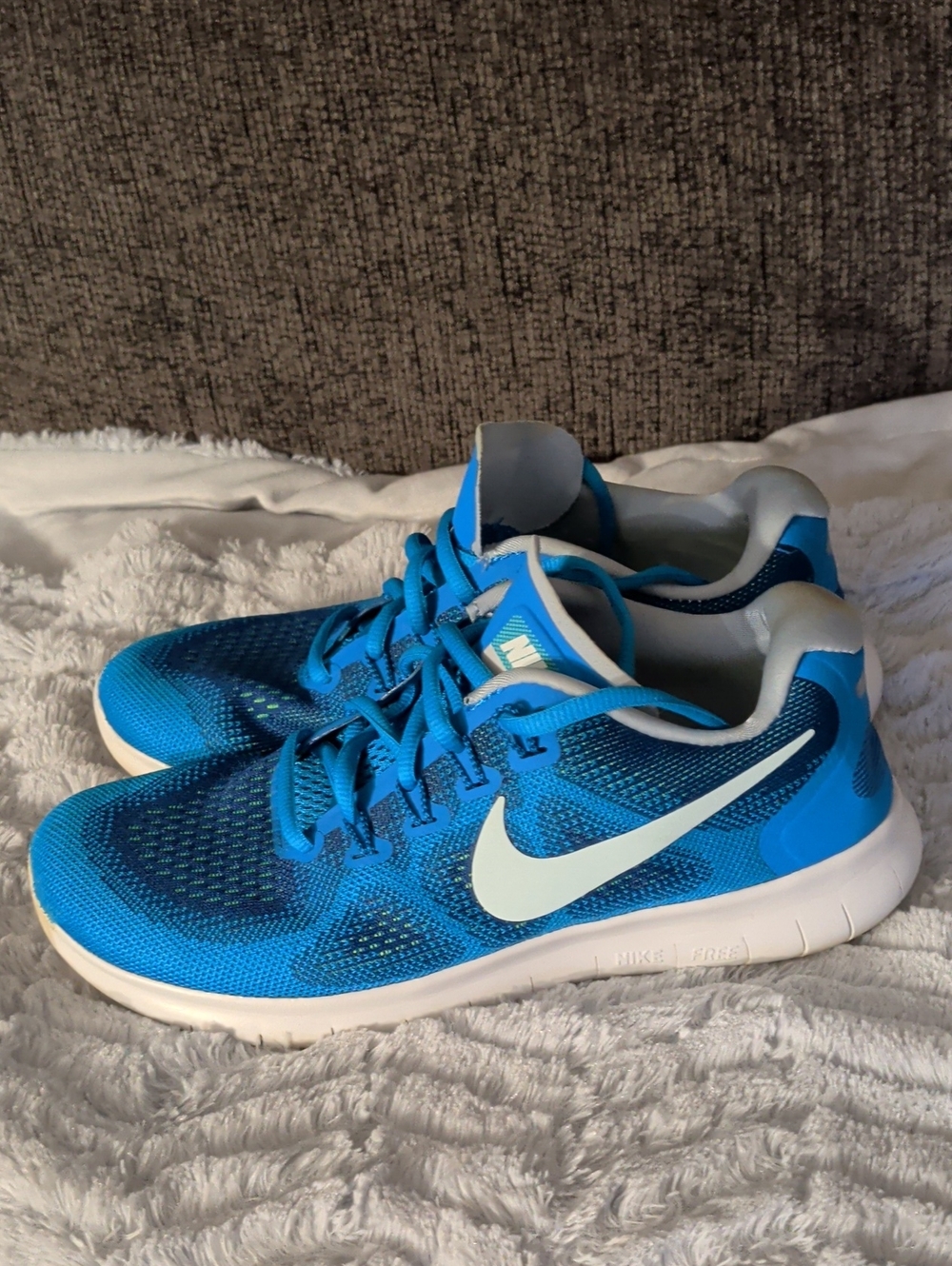 Nike Kids Blue Mesh Sneakers with White Swoosh